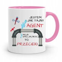 Kubek Różowy Prezent Dla Hydraulika Tajny Agent Z Nadrukiem Ze Zdjęciem