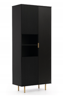 Regał Ryflowany 3- Drzwiowy 3D 80 cm Czerń NUMI GB – 2 Kolory