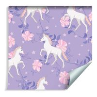 Tapeta Do Pokoju Dziewczynki - Jednorożce Kwiaty Gwiazdki ROLKA 10m