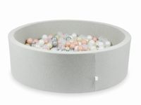 Suchy basen jasnoszary 130x40 z piłeczkami 700 sztuk (przezroczyste, perłowe, srebrne, różowozłote, jasnozłote)