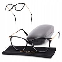 Okulary Damskie PLUSY do CZYTANIA Korekcyjne Kocie Oczy czarno złote Flex