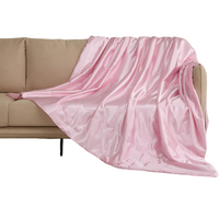 Koc Narzuta na Łóżko 220x240 cm Dwustronny Pluszowy Gruby Ciepły Różowy