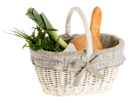 Wiklinowy Kosz na Zakupy Wybielany Obszyty 42x29 H19/34 cm