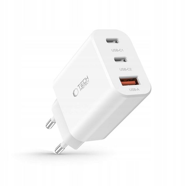 MOCNA SIECIOWA ŁADOWARKA ZASILACZ USB-A USB-C TYPE-C PD 30W - 3 PORTY zdjęcie 2