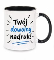 Kubek ceramiczny z nadrukiem z czarnym środkiem i uchwytem 330ml