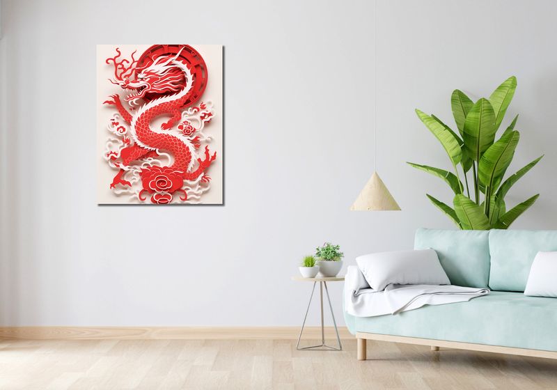 Obraz 70x90cm Czerwony Smok zdjęcie 2