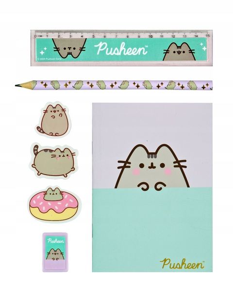 PUSHEEN piórnik ołówek, linijka, notes, gumki temperówka PIĘKNY zdjęcie 3