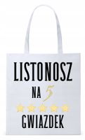 Dla Listonosza Prezent Torba Eco Biała Shopper Z Nadrukiem Ze Zdjęciem
