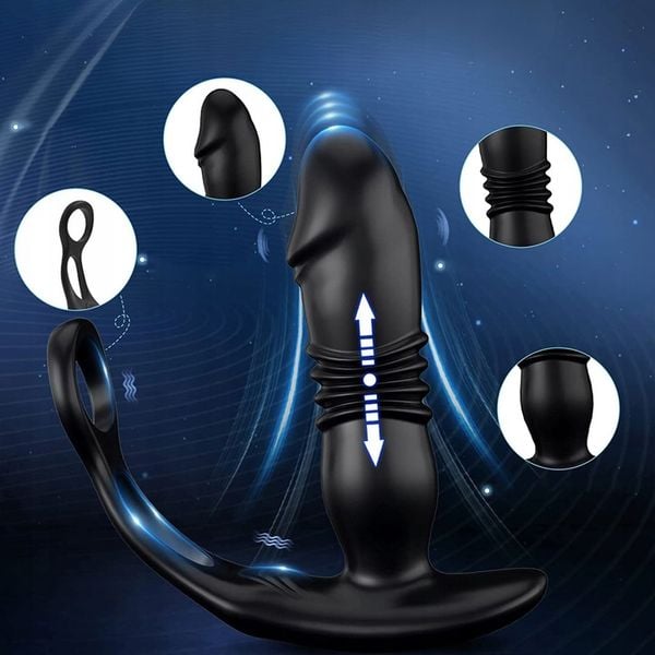 ZDALNIE STEROWANY MASAŻER PROSTATY POSUWISTY Z PILOTEM + RINGI JĄDRA PENIS zdjęcie 11