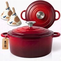 GARNEK ŻELIWNY 3L EMALIOWANY POKRYWKA CZERWONY GAZ INDUKCJA PIEKARNIK 22CM