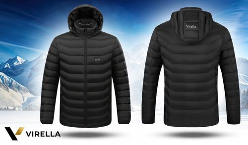 KURTKA ZIMOWA Z KAPTUREM PIKOWANA PODGRZEWANA 21 STREF USB L + POWERBANK na Arena.pl