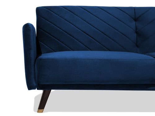 Sofa rozkładana welurowa niebieska SENJA na Arena.pl