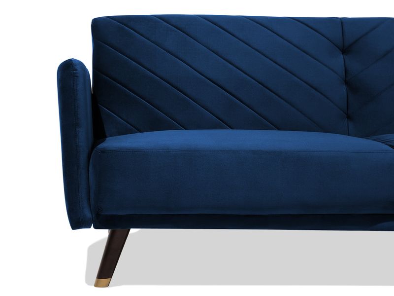 Sofa rozkładana welurowa niebieska SENJA zdjęcie 6