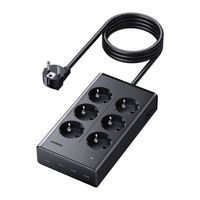 listwa zasilająca ugreen s622 6 gniazd 1.5m (czarna)