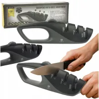 OSTRZAŁKA Z REGULACJĄ KĄTA OSTRZENIA DO NOŻY NOŻYCZEK TRÓJFAZOWA 3w1 OSEŁKA