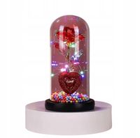 WIECZNA RÓŻA W SZKLE LED ŚWIECĄCA PUDEŁKO PREZENT