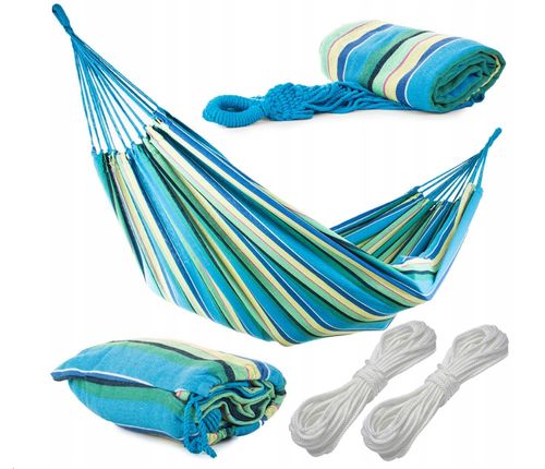 TURKUSOWY HAMAK OGRODOWY W PASKI LATO 200X80 POKROWIEC na Arena.pl