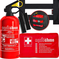 GAŚNICA 1KG APTECZKA DIN13164 + MOCOWANIE NA RZEP + PASKI Z KLEJEM