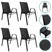 Krzesła ogrodowe na TARAS balkon ZESTAW 4 szt fotel OGRODOWY czarne WYGODNE