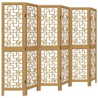 Parawan pokojowy, 6-panelowy, brązowy, lite drewno paulowni