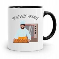 Kubek Czarny Dla Piekarza Najlepszy Piekarz Z Nadrukiem Ze Zdjęciem