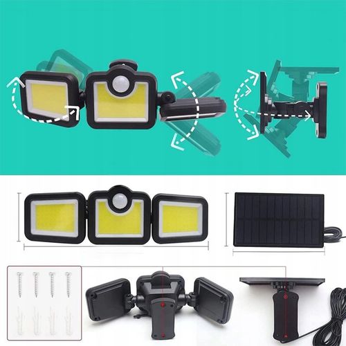 MOCNA LAMPA SOLARNA 3w1 LED COB OSOBNY PANEL CZUJNIK RUCHU ZMIERZCHU +PILOT na Arena.pl