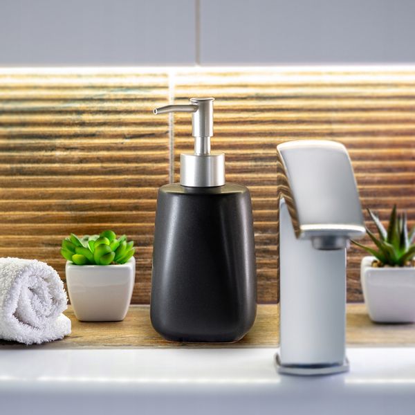 Dozownik Na Mydło Płyn Pojemnik Czarny 2 x 400ml zdjęcie 2
