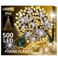 LAMPKI CHOINKOWE 500 LED ZEWNĘTRZNE STAŁE + FLASH IP44 ŚWIATEŁKA ŚWIĄTECZNE