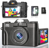 UHD APARAT CYFROWY 4K 75MP Z 16-KROTNYM ZOOMEM I KARTĄ 32GB DLA VLOGERÓW, S