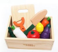 Klocki drewniane warzywa magentyczne do krojenia + akcesoria