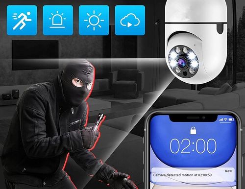 Kamera Obrotowa Panoramiczna 360 Zamiast Żarówki Nagrywanie Nocne Wi-FI IP na Arena.pl