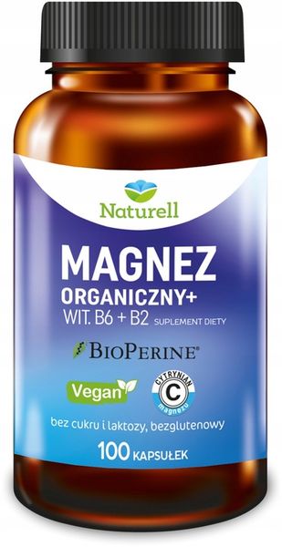 Naturell Magnez Organiczny Witamina B6 B2 100 kapsułek zdjęcie 1