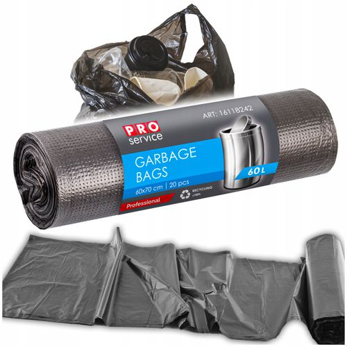 Worki Na Śmieci PRO 60x70 Czarne HD 60L 20 szt. na Arena.pl