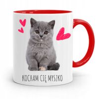 Kubek Czerwony Dla Dziewczyny Kocham Cię Myszko Z Nadrukiem Ze Zdjęciem