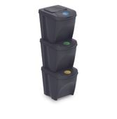 ZESTAW KOSZY DO SEGREGACJI ŚMIECI 3X25L SORTIBOX Antracyt