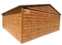 GARAŻ BLASZANY 6M X 6M POZIOM - DWUSPAD 2X BRAMA + DRZWI - 6X6 GB231