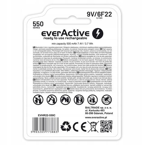 Baterie EVERACTIVE EVHR22-550C 6F22 / 9V na Arena.pl