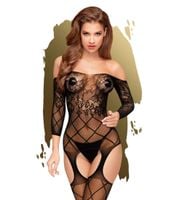 Koronkowe bodystocking z długim rękawem S-L