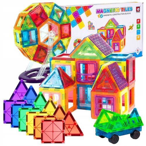 KLOCKI MAGNETYCZNE Duże 3D Magnetic Tiles Konstrukcyjne zestaw XXL 80 el na Arena.pl