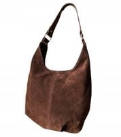 BRĄZOWA ZAMSZOWA TOREBKA WOREK CZEKOLADOWA TOREBKA ZAMSZ NATURALNY NA ZAMEK