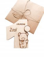 Drewniana KARTKA JEDYNKA ROCZEK Życzenia Prezent Pamiątka urodziny