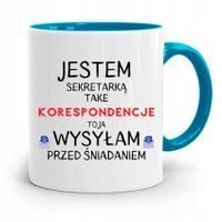 Kubek Błękitny Prezent Dla Sekretarki Jestem Z Nadrukiem Ze Zdjęciem