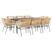 9-częściowy zestaw ogrodowy poduszkami brązowy polirattan szkło