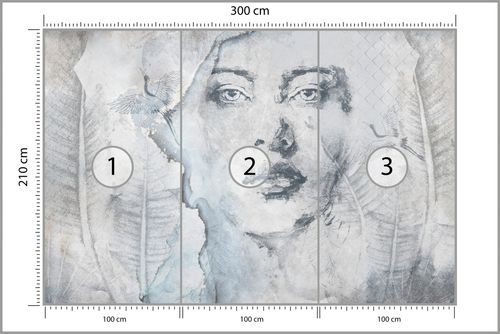 Fototapeta Do Salonu Twarz KOBIETA Beton Abstrakcja Mur 300cm x 210cm na Arena.pl