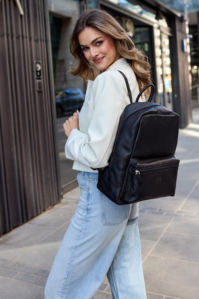 Skórzany plecak A4 duży pojemny do szkoły Włoski kremowy P16 zdjęcie 4