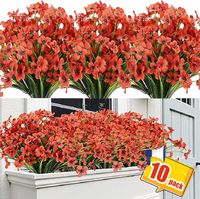 Sztuczne Kwiaty do Dekoracji 10 Wiązek Czerwone Jedwabne