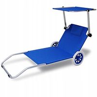LEŻAK NA KÓŁKACH Z DASZKIEM NA PLAŻĘ WÓZEK PLAŻOWY
