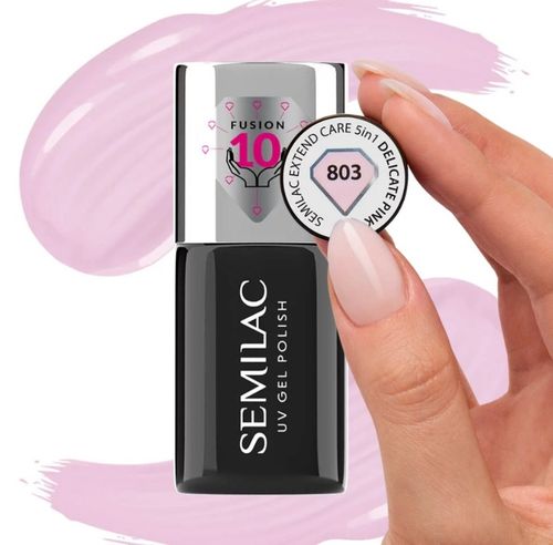 Semilac Extend 5w1 Lakier Hybrydowy Baza Top Delicate Pink 803 Różowy 7ml na Arena.pl