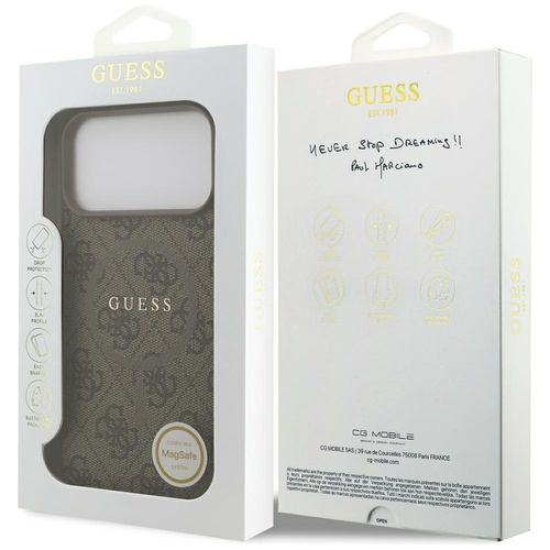 Etui Guess 4G Ring Classic Logo MagSafe do iPhone 17 Pro Max brązowy na Arena.pl