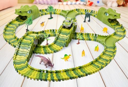TOR SAMOCHODOWY WYŚCIGOWY PARK DINOZAURÓW MAGIC TRACK 240 elementów / 360cm na Arena.pl